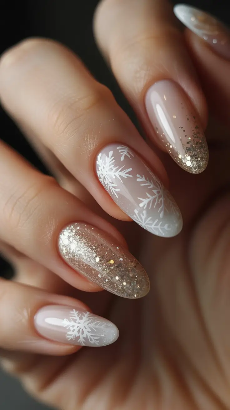 Trendy Winter Nails 2025-2026 - Champagne Snowfall Neutrals