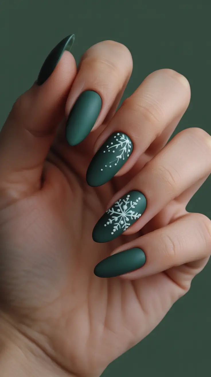 Winter Nail Inspo 2025-2026 - Matte Forest Snowfall