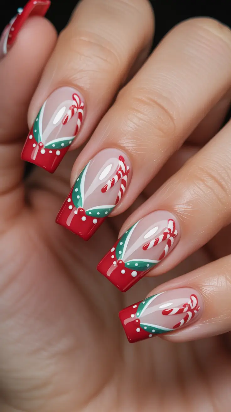 Winter Nail Inspo 2025-2026 - Candy Cane French Revamp
