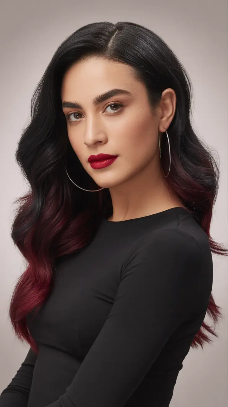 winter trending hair colors - Black Cherry Underglow