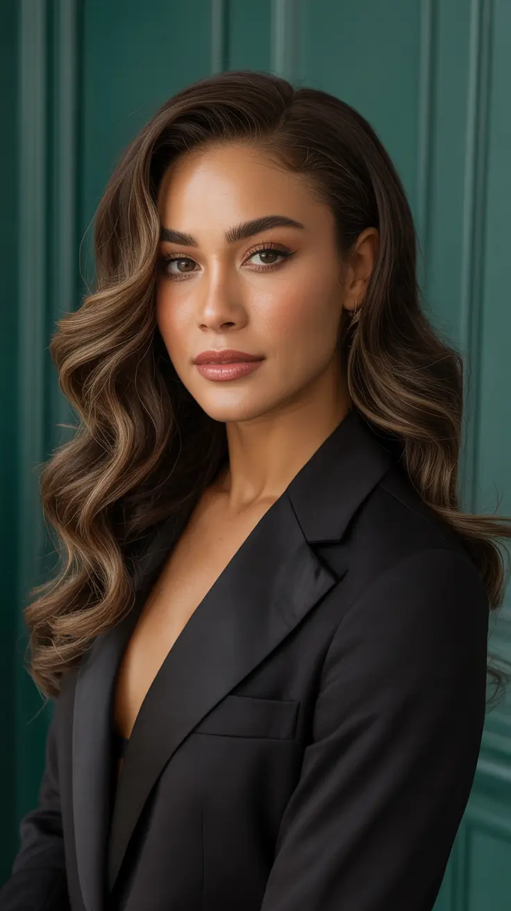 winter trending hair colors - Espresso S-Curves With Contour Lights