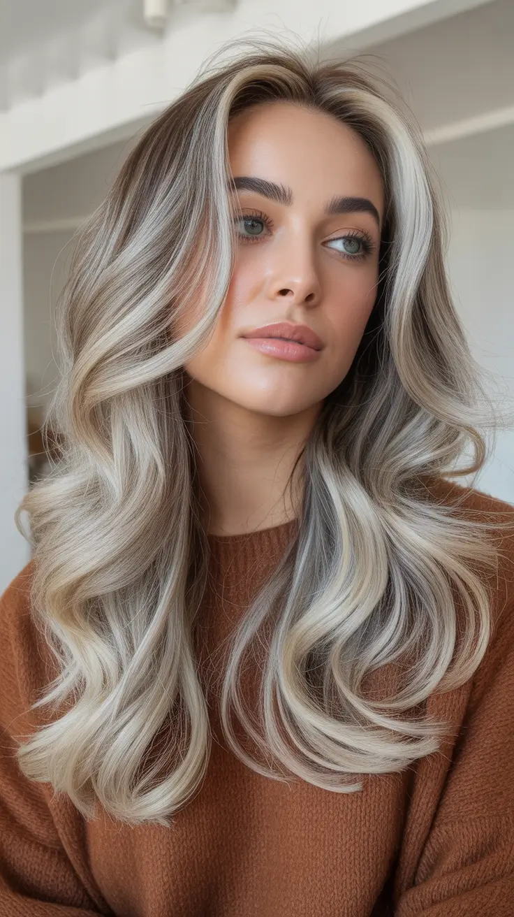 Ash Blonde Hair Color 2026 - Face Framing Silver Ash Money Piece