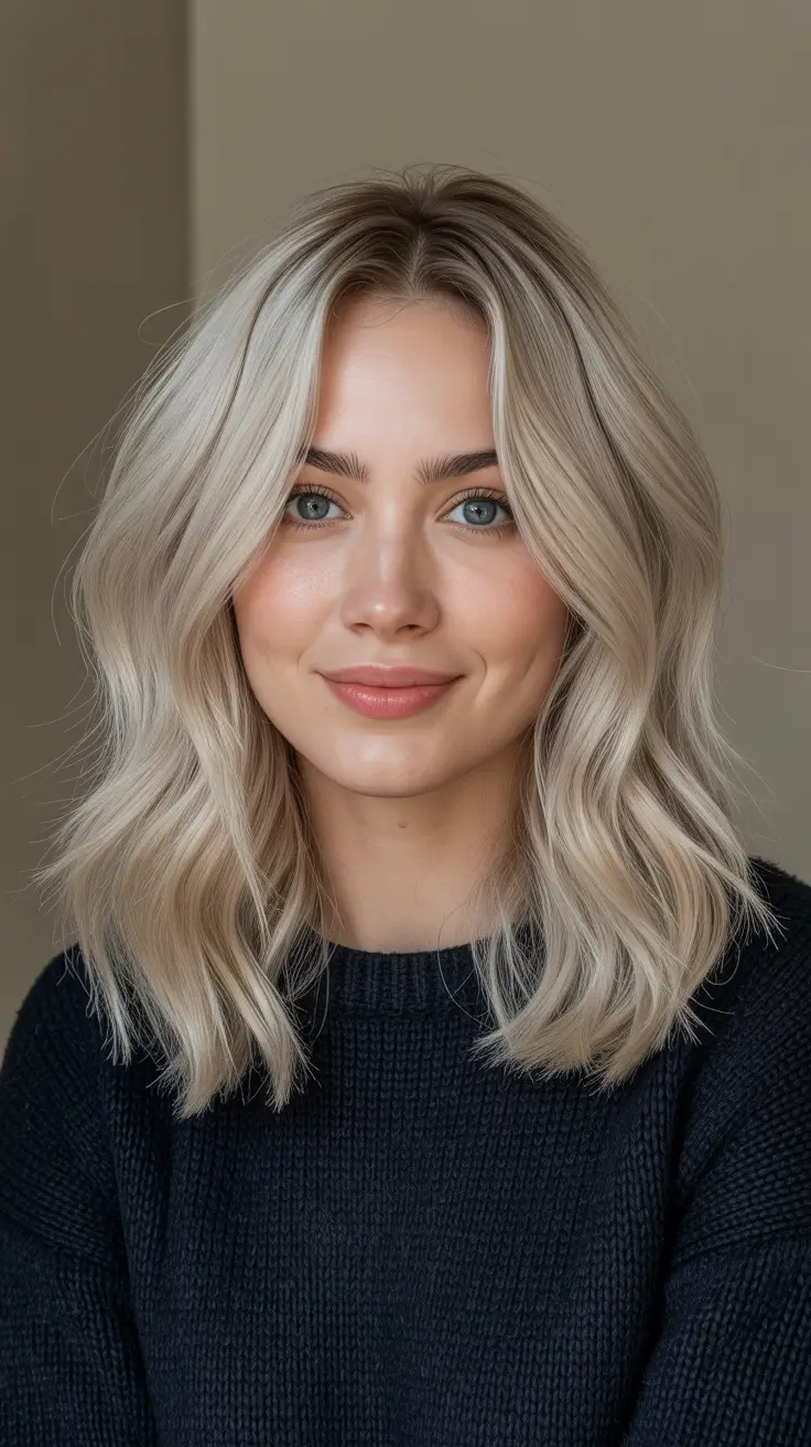 Ash Blonde Hair Color 2026 Bright Matte Ash Blonde Lob