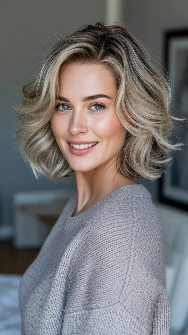 Ash Blonde Hair Color 2026 - Cool Textured Ash Long Bob