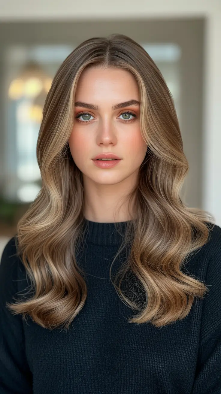 Ash Brown Hair Color 2026 - Light Ash Brown Waves For Soft Daylight Glam