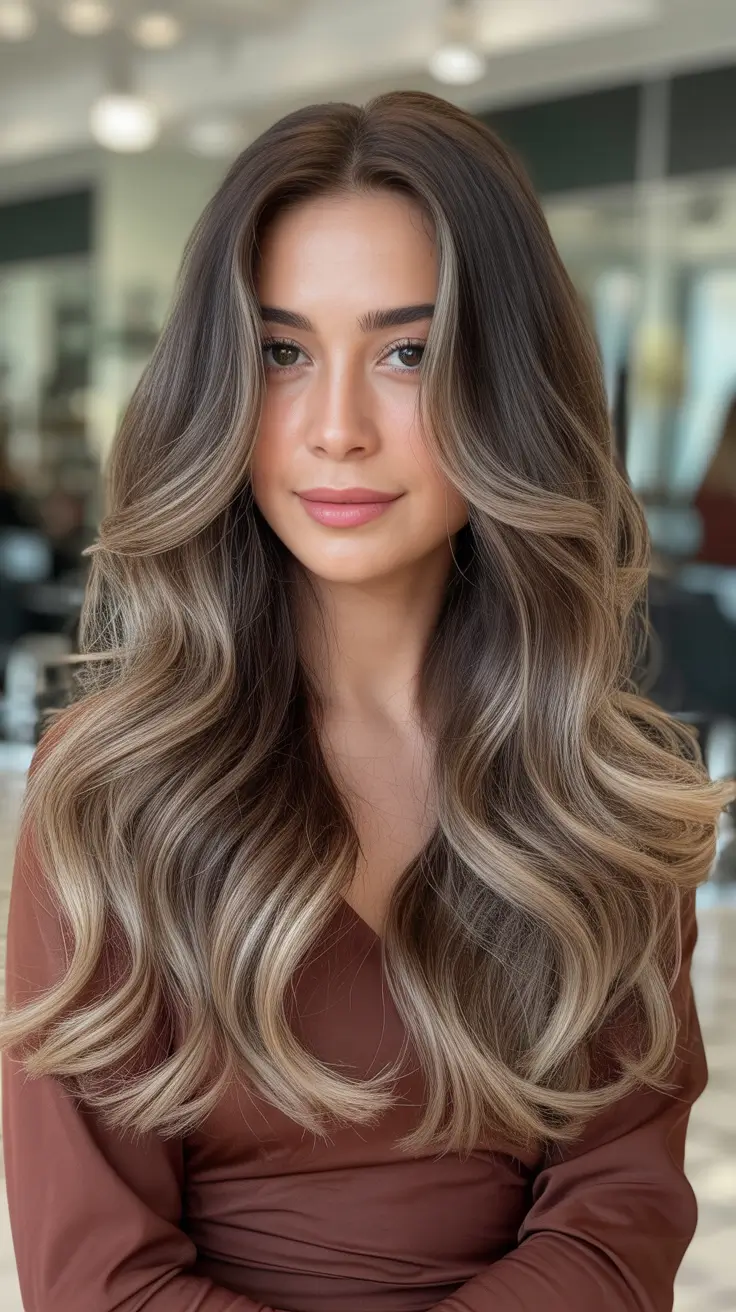 Ash Brown Hair Color 2026 - Espresso Ash Brown Balayage For Medium Skin