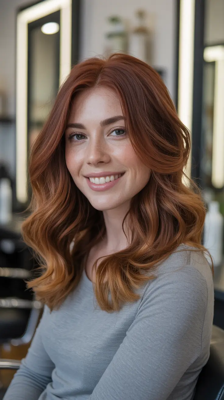 Balayage hair color ideas 2026 Soft Copper Balayage For Redheads