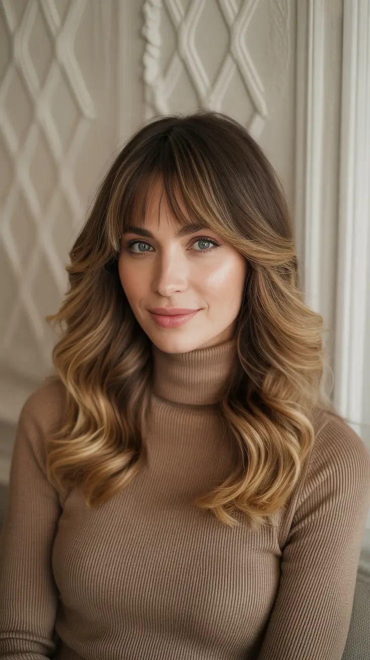 Blonde hair color 2026 for every skin tone - Soft Bronde With Curtain Fringe For Cozy Seasons