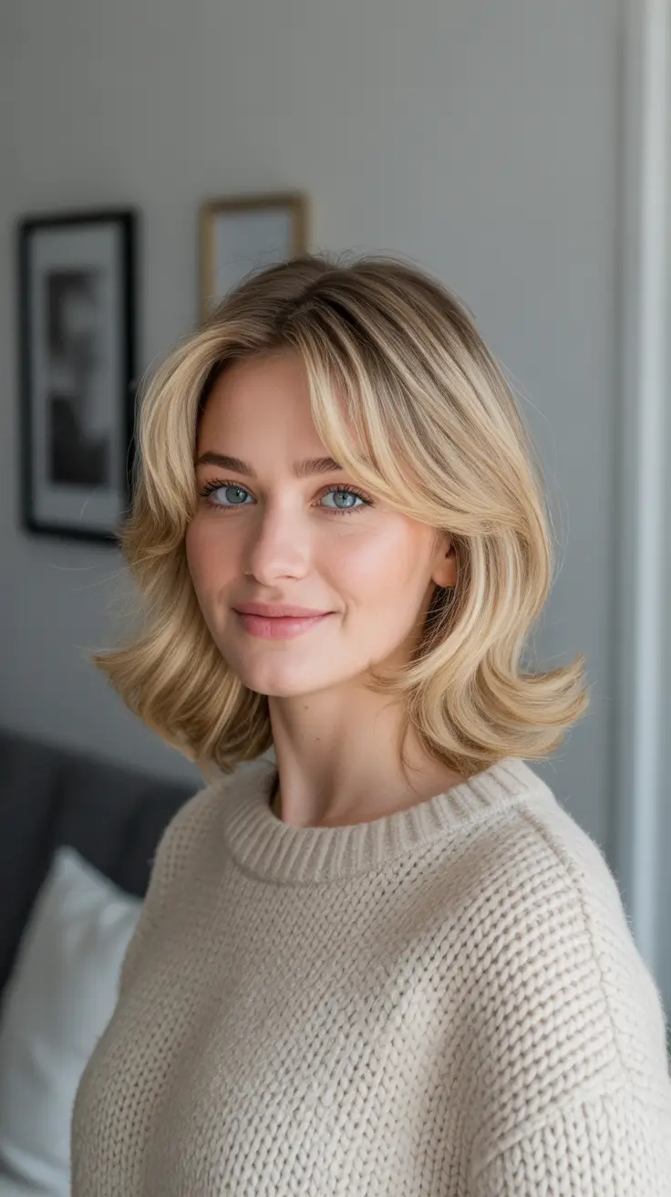 Blonde hair color 2026 for every skin tone - Soft Swept Blonde For Cozy Winter Days