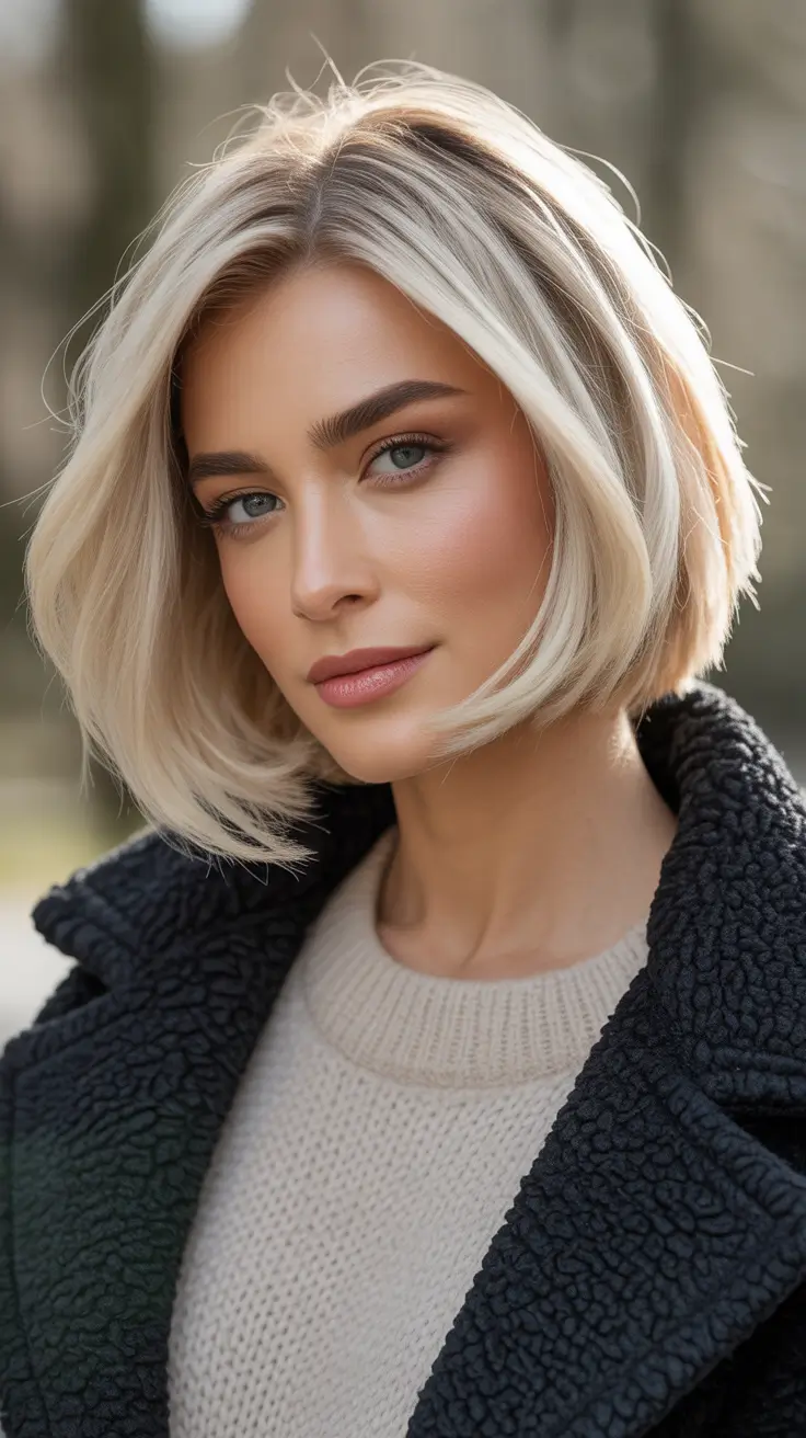 Cute bob hairstyle ideas 2026 Luxe Blonde Bob With Polished Volume