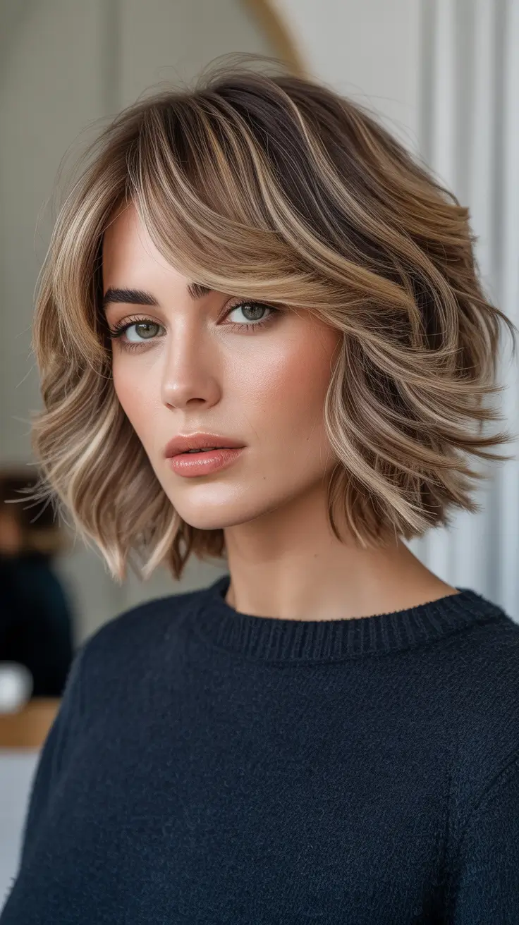 Cute bob hairstyle ideas 2026 Choppy Blonde Bob With Curtain Bangs