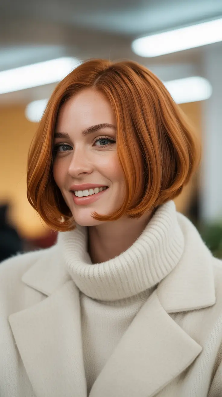 Cute bob hairstyle ideas 2026 Copper Bob With Softly Flipped Ends