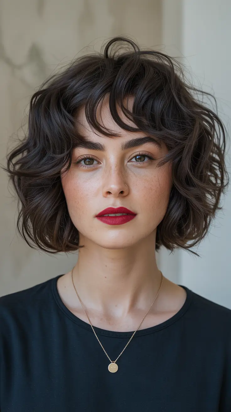 Cute bob hairstyle ideas 2026 Curly Bob With Fluffy Fringe