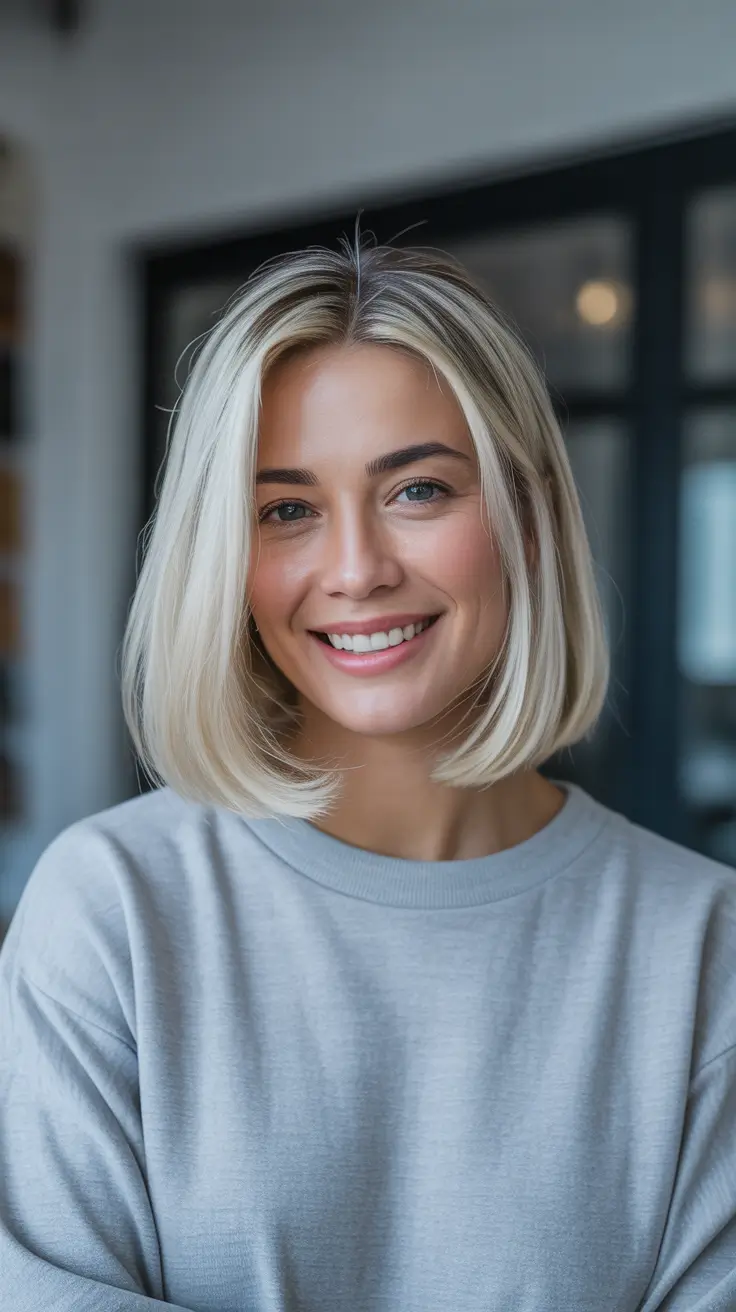 Cute bob hairstyle ideas 2026 Soft Vanilla Blonde Power Bob