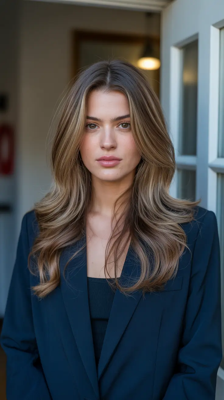 brunette hair color ideas 2026 - Boardroom Brunette With Soft Dimension