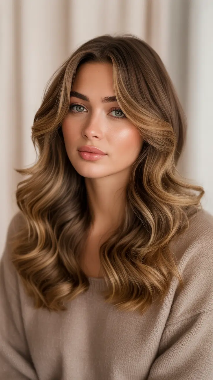 brunette hair color ideas 2026 Soft Brunette With Breezy Curtain Layers