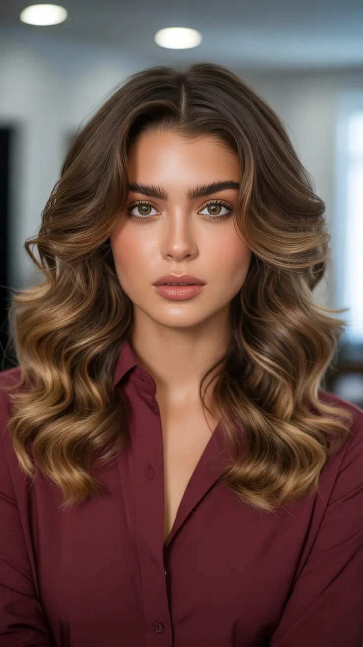 brunette hair color ideas 2026 Rich Brunette Glam Waves For Night Out