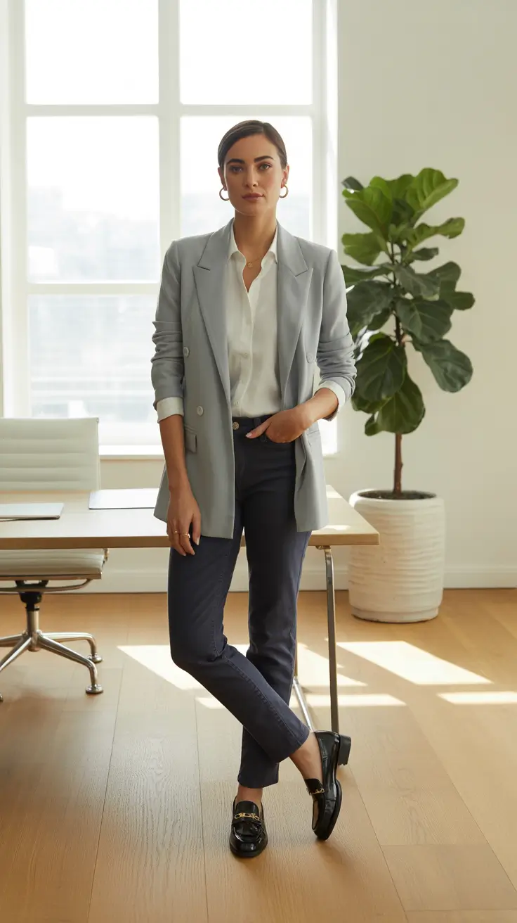 Business casual outfits for women 2026 - Soft-structure blazer with ankle pants