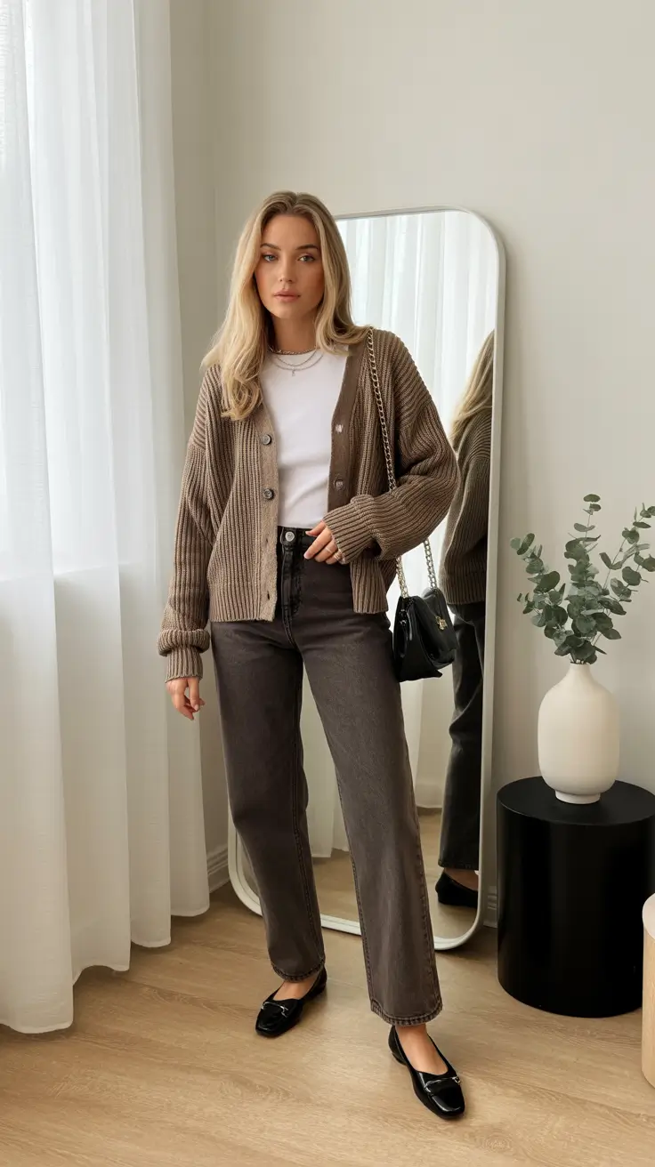 Trendy Capsule Wardrobe Outfits 2026 - Soft Cardigan And Relaxed Denim For Everyday Ease