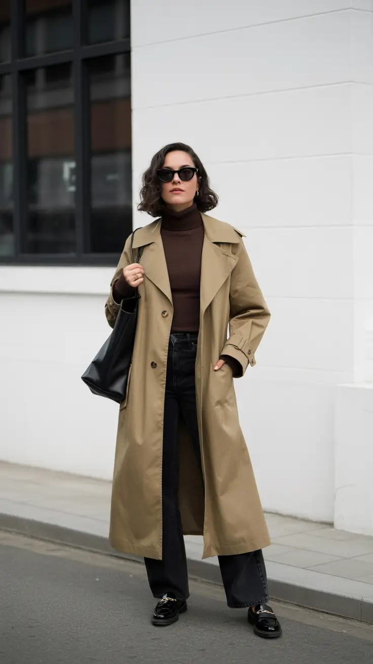 Trendy capsule wardrobe outfits 2026 Classic Trench And Knit For Transitional Weather