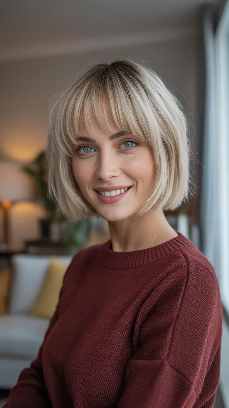 Trendy Choppy Bob Haircuts 2026 Classic French Bob With Full Choppy Fringe