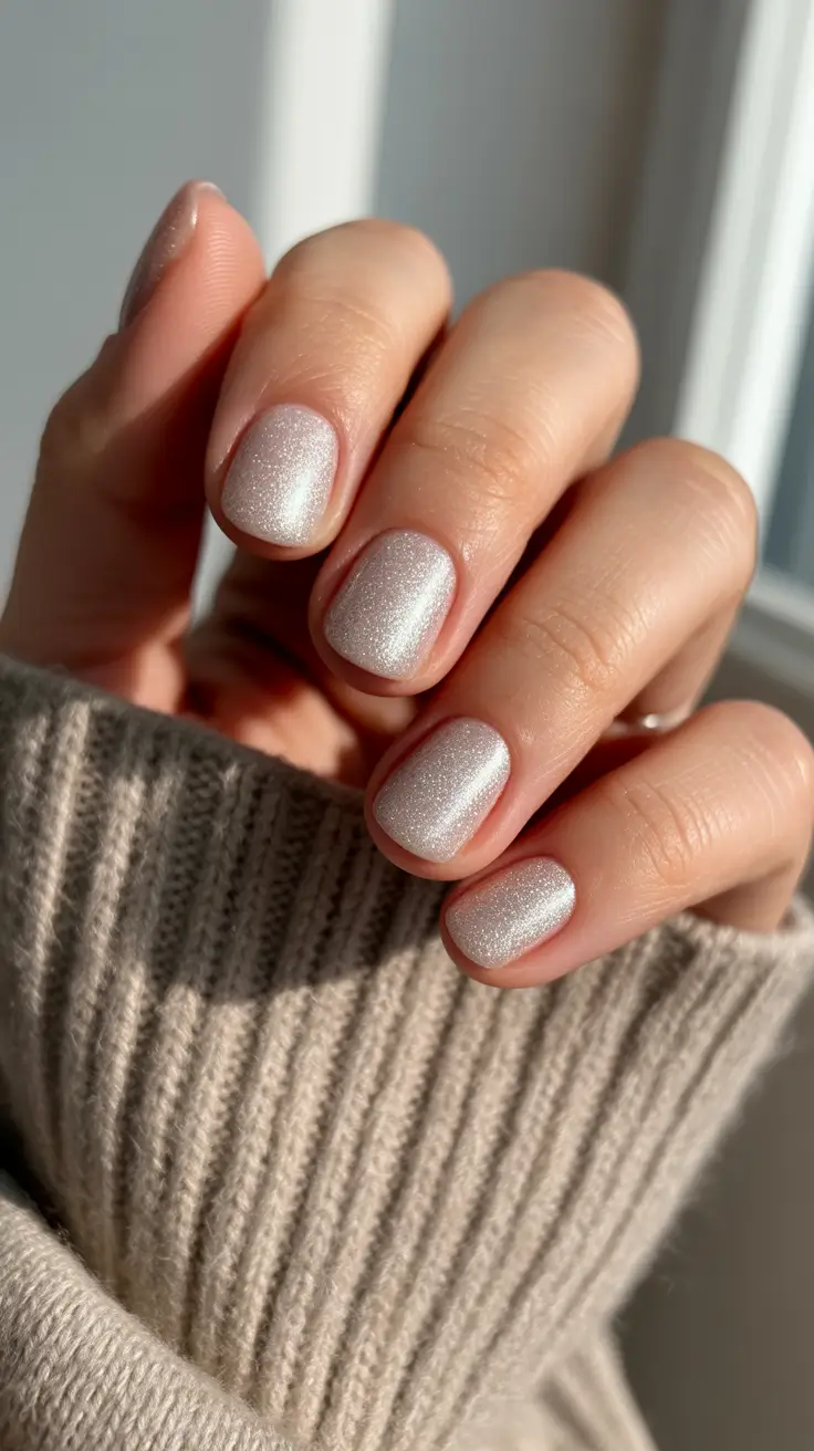 Modern Christmas Nail Colors Shades 2025 - Snow-Glow Micro Sparkle