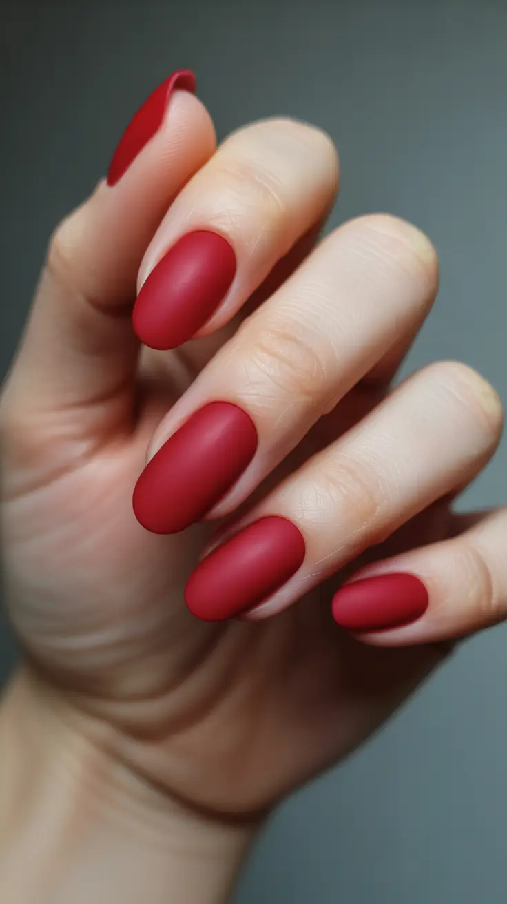 Modern Christmas Nail Colors Shades 2025 - Velvet Matte Cranberry