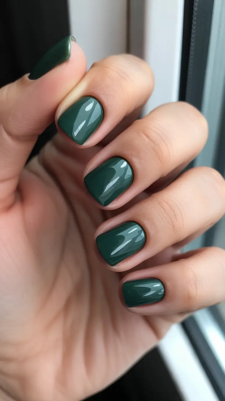 Modern Christmas Nail Colors Shades 2025 - Glossy Forest Minimalist