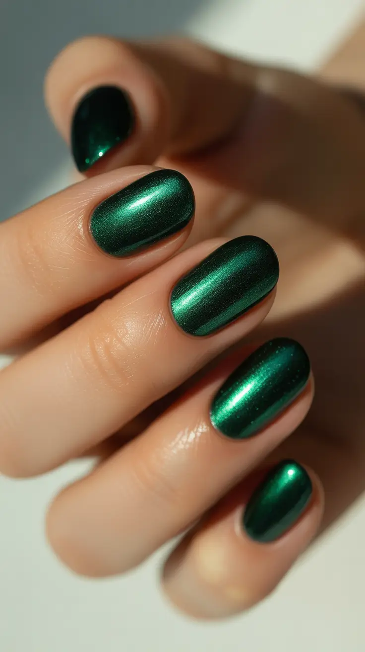Modern Christmas Nail Colors Shades 2025 - Emerald Velvet Glow