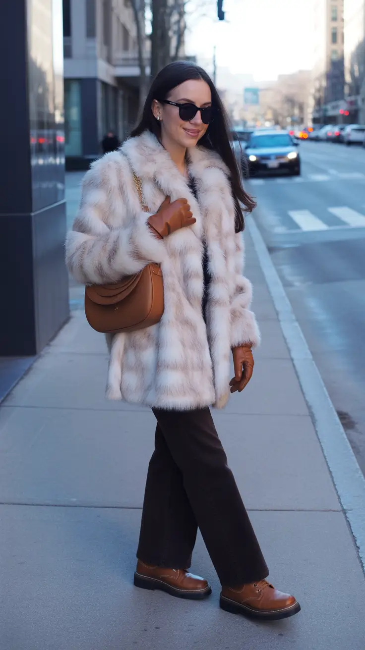 Best cold weather outfits 2026 - Retro-Luxe Fur Texture With Cocoa Accents