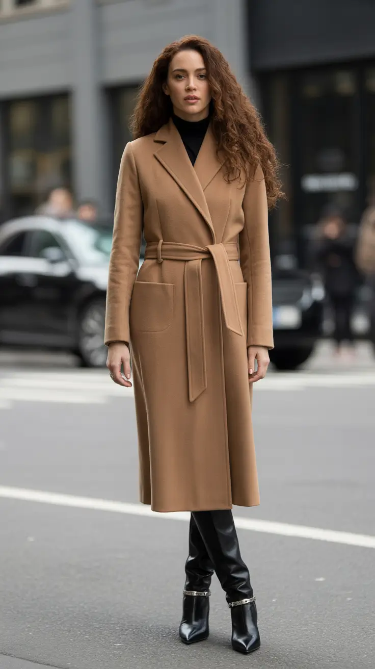 Best cold weather outfits 2026 - Camel Wrap Coat With Sleek Boots