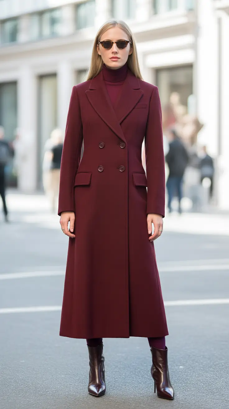 Best cold weather outfits 2026 - Burgundy Monochrome With Tailored Drama