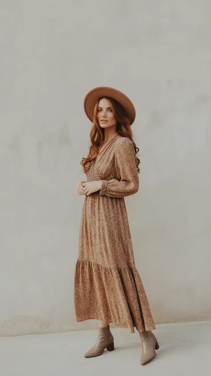 Best cute outfits 2026 - Cinnamon Prairie Midi With Felt Hat and Almond Boots