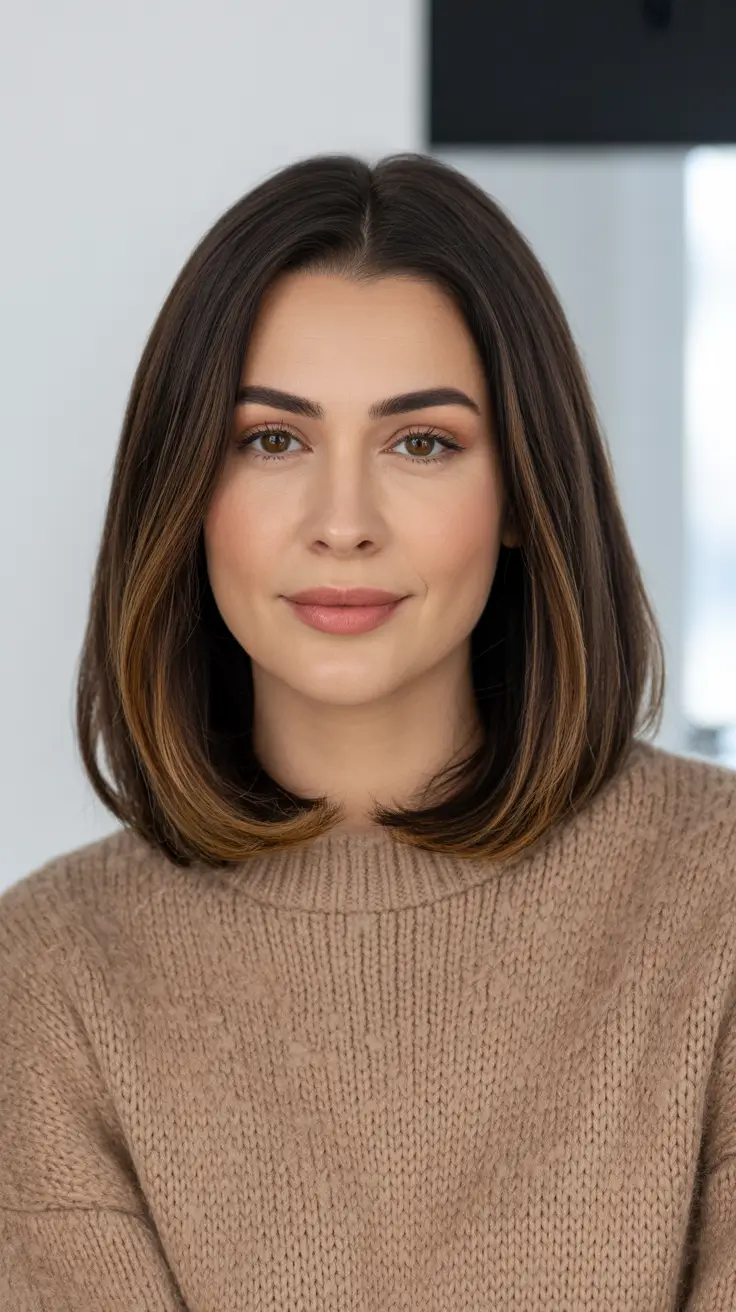 Dark brown hair color 2026 - sleek and rich - Polished Shoulder-Grazing Brunette With Gentle Glow