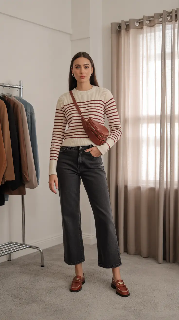 Trendy everyday outfits 2026 - Striped Knit And Loafers With A French-Girl Twist