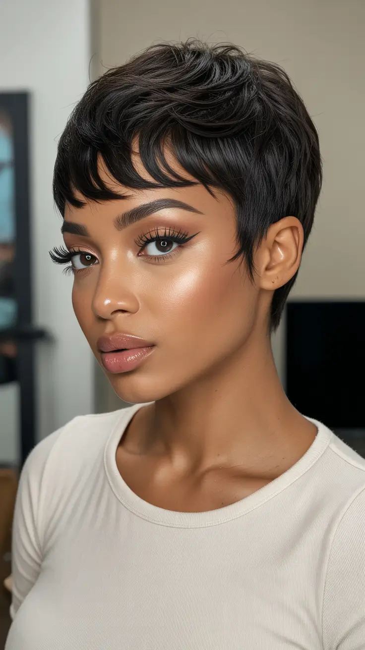 Best hair color for brown skin 2026 - Chic Espresso Pixie For Short Hair Lovers
