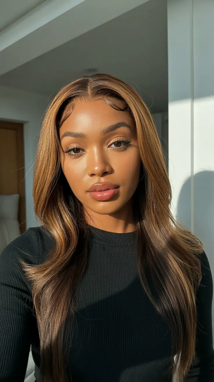 Best hair color for brown skin 2026 - Sunlit Latte Highlights For Everyday Sophistication