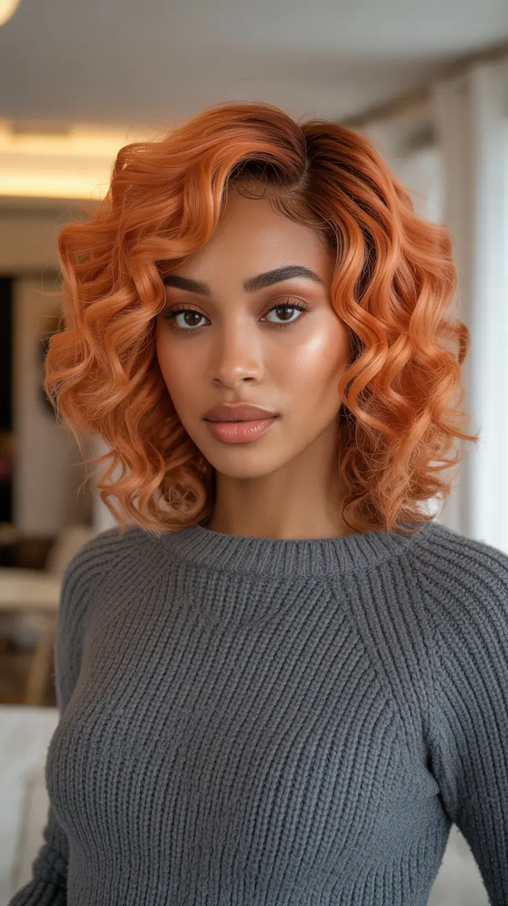 Best hair color for brown skin 2026 - Bright Copper Curls For Playful Energy
