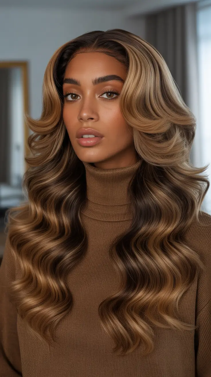 Best Hair Color For Brown Skin 2026 Soft Honey Hollywood Waves