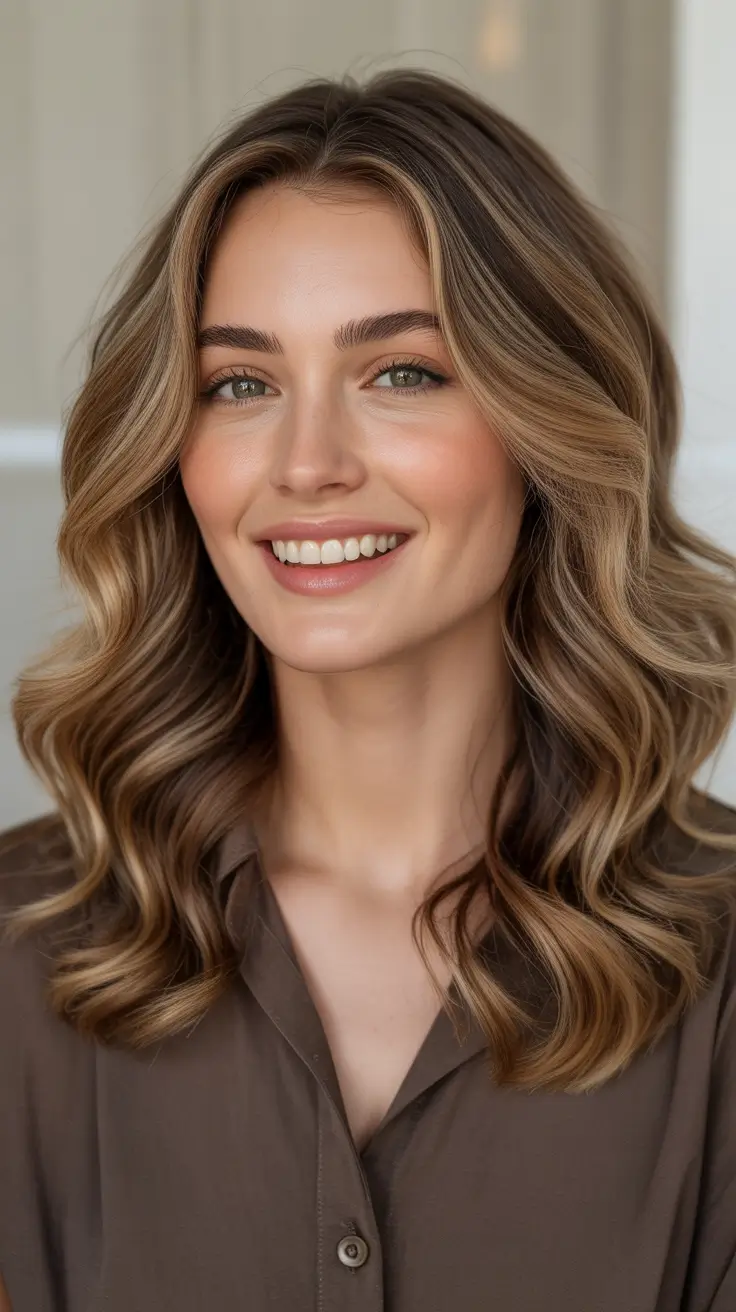 hair color ideas 2026 Soft Latte Balayage For Gentle Spring Light