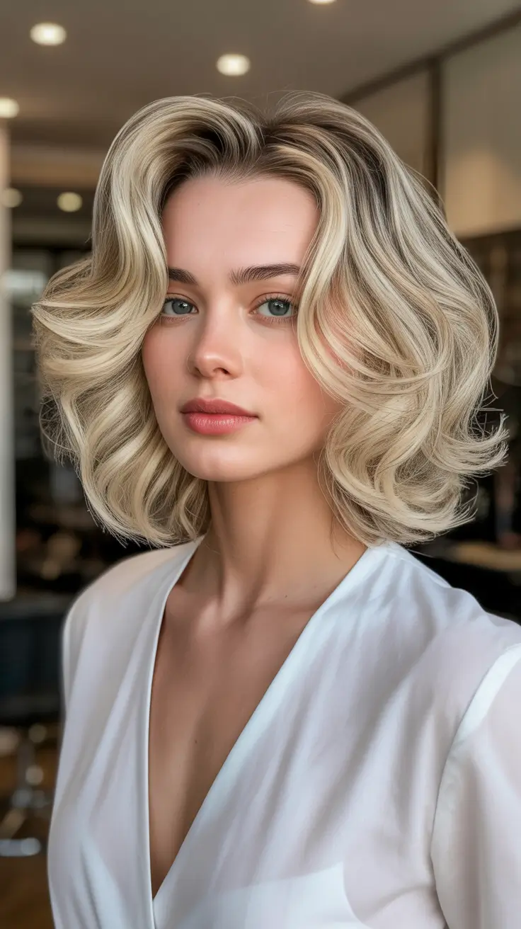 hair color ideas 2026 Retro Blowout Bob For Festive Winter Nights