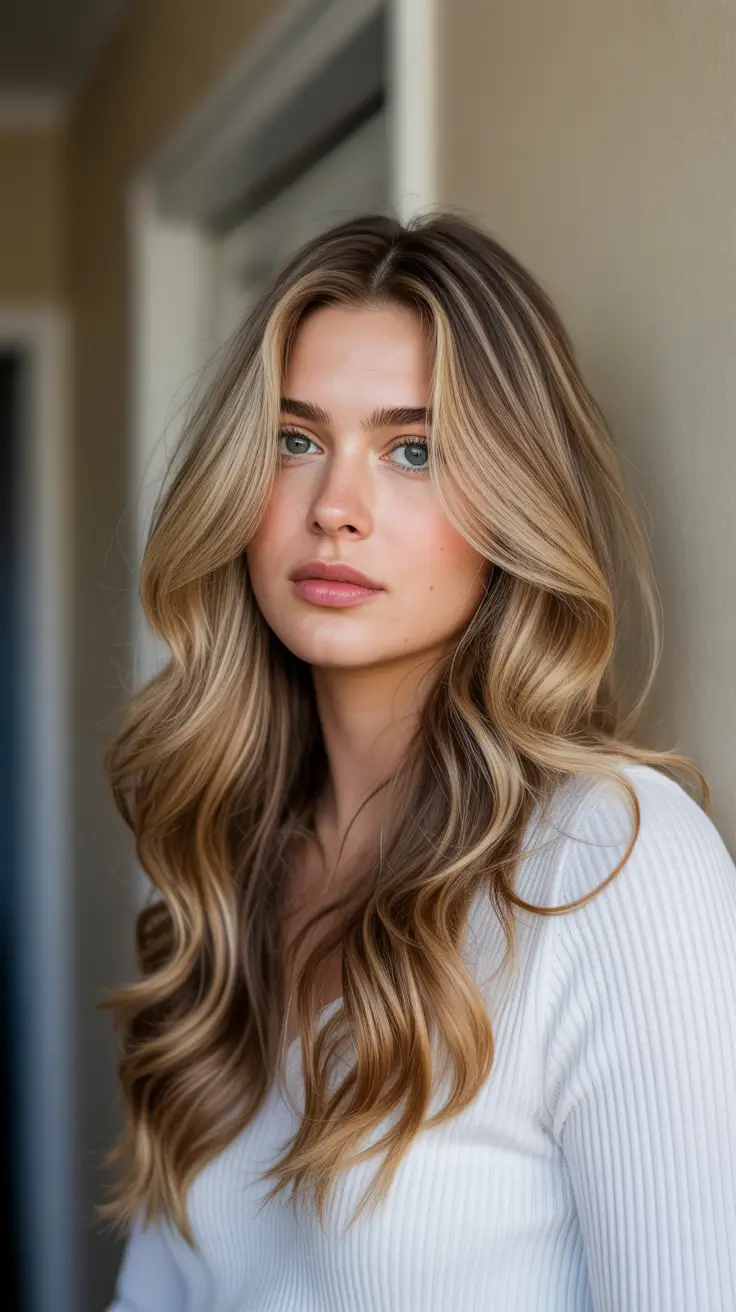 hair color ideas 2026 Golden Ribbon Waves For Late Summer Weekends