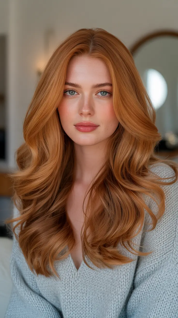 hair color ideas 2026 - Sunlit Copper Lengths For Endless Summer