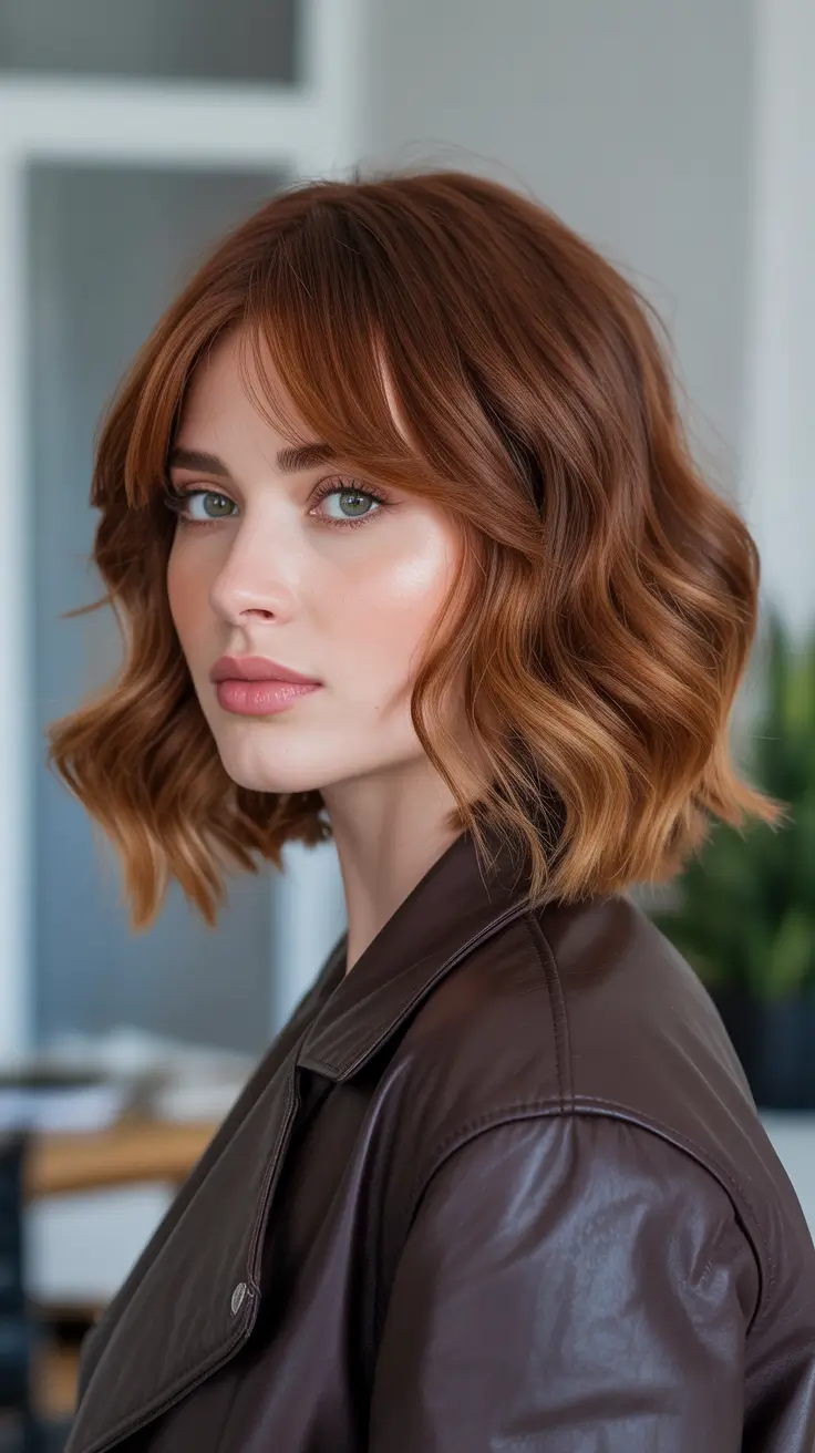 hair color ideas 2026 - Spiced Copper Bob For Crisp Fall Mornings