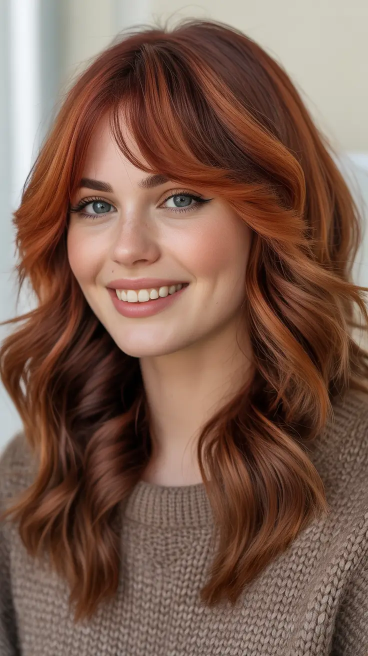 hair color ideas 2026 by all season - Soft Copper Layers For Cozy Days