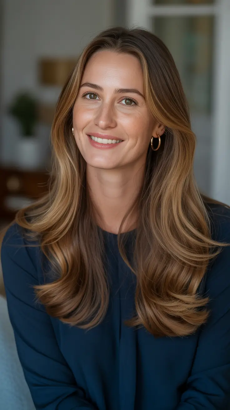 Hair color ideas to look younger 2026 Soft Golden Brown With Polished Ends