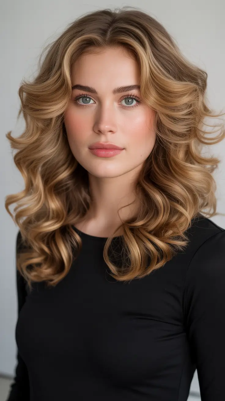 Hair color ideas to look younger 2026 Honey Champagne Curls With Retro Bounce
