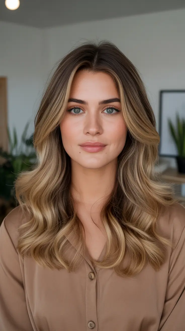 Hair color ideas to look younger 2026 Sunlit Bronde Lob For Softened Features