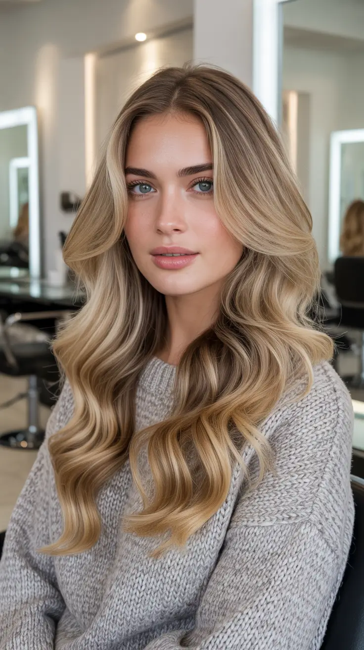 Hair color ideas to look younger 2026 Soft Honey Lights With Lived-In Waves