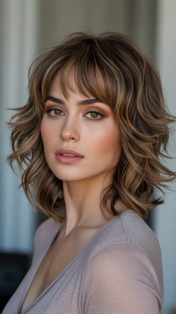 Best Haircut Ideas 2026 - Tousled Medium Shag With Feathered Fringe
